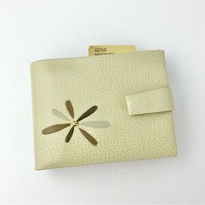 Amity Directress Vintage Leather Bifold Cream Sandpiper Floral Wallet MCM